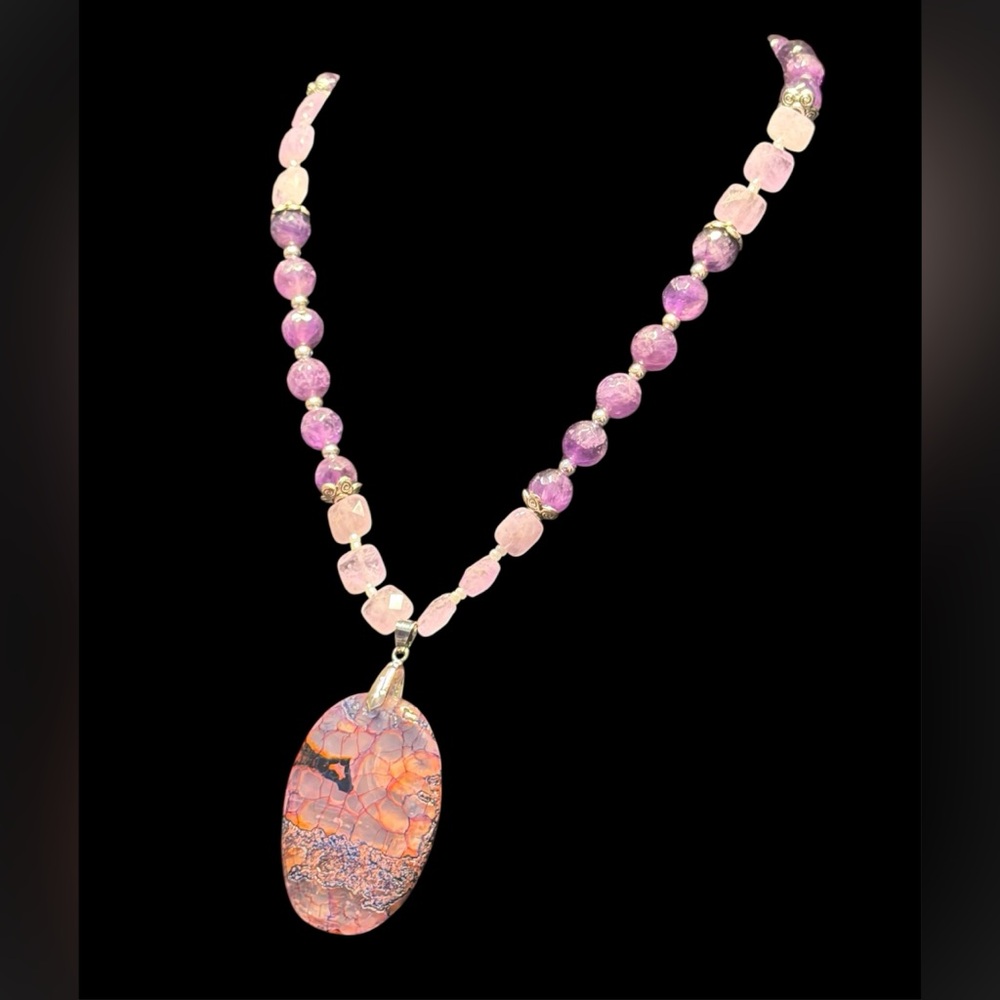 Handcrafted Amethyst Beaded Necklace - Picture 5 of 7